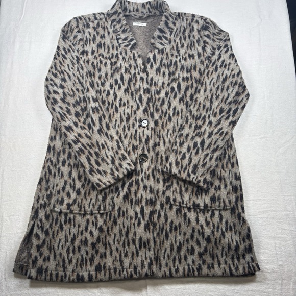 Maurices Women's Leopard Print Sweater Jacket Size L Brown Open Front Cardigan - Picture 1 of 10